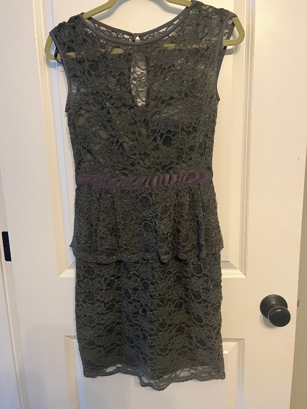 Charcoal gray tiered lace dress
